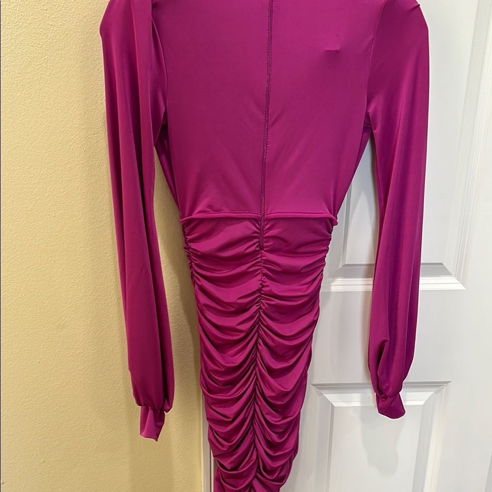 Purple Ruched Bodycon Dress - Picture 3 of 7